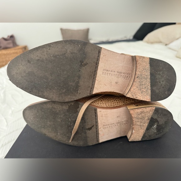 Freda Salvador Ralf Combat Boot - Wheat Embossed Croc - Size 6 - Picture 3 of 5